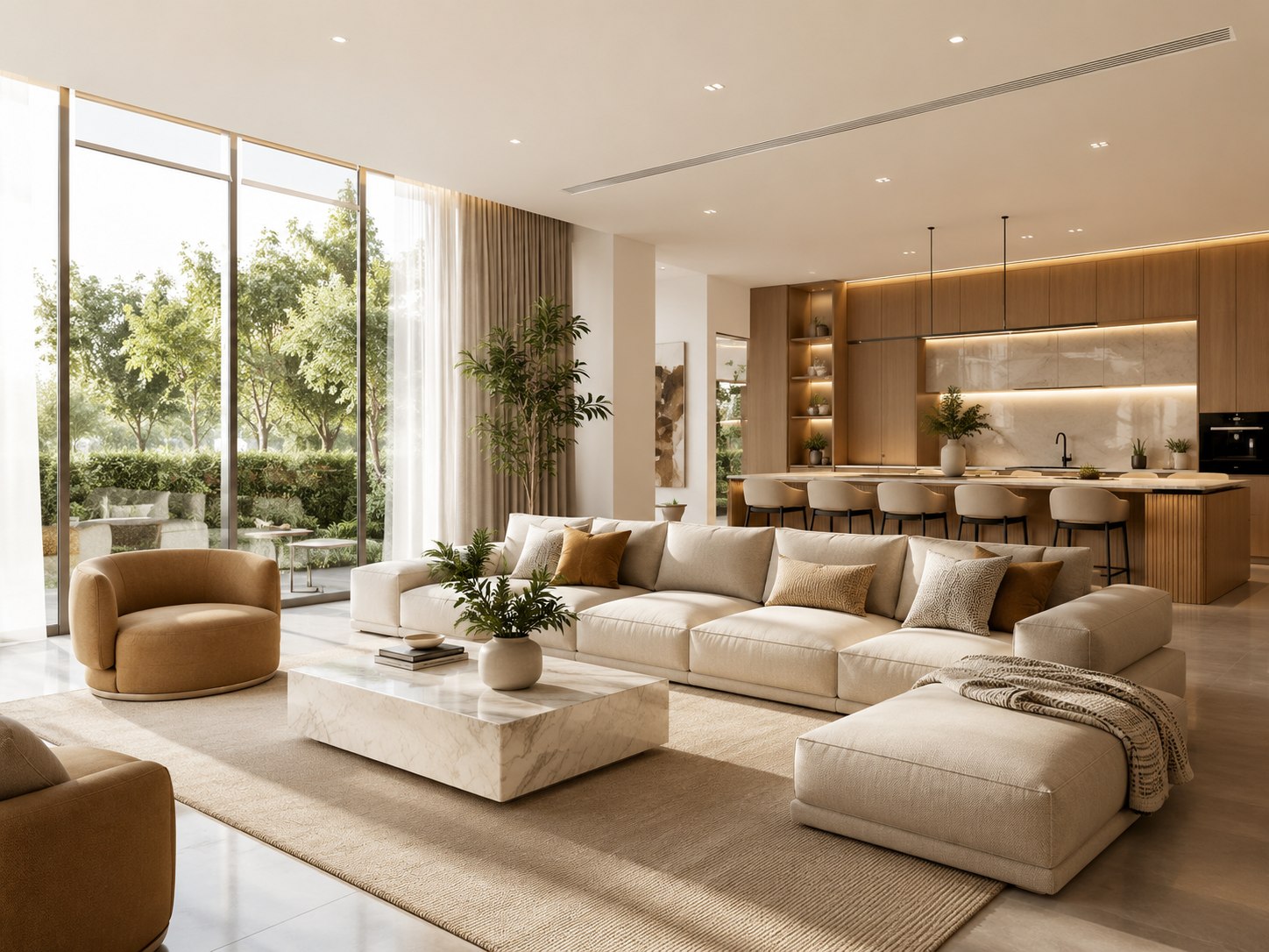 Bright modern luxury living room interior